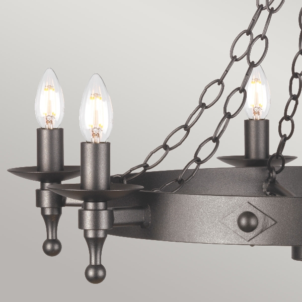Lustre Warwick à 6 lumières - Noir graphite der Firma Elstead