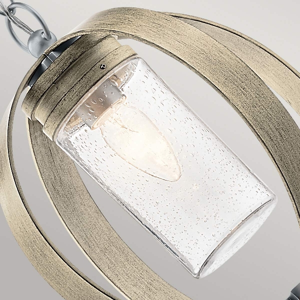 Grand Bank 1 leichte Pendelleuchte für den Außenbereich - Antikgrau und gebürstetes Aluminium der Firma Elstead