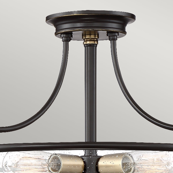 Griffin 4 Light Semi-Flush - Palladian Bronze mit Weathered Brass Akzenten der Firma Elstead