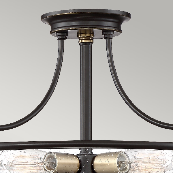 Griffin 3 Light Semi-Flush - C - Palladian Bronze mit Akzenten aus verwittertem Messing der Firma Elstead