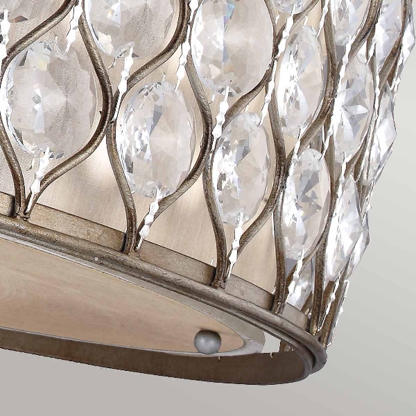 Lucia 6 Deckenleuchte - Brüniertes Silber mit Leinen-Stoff-Schirm der Firma Elstead