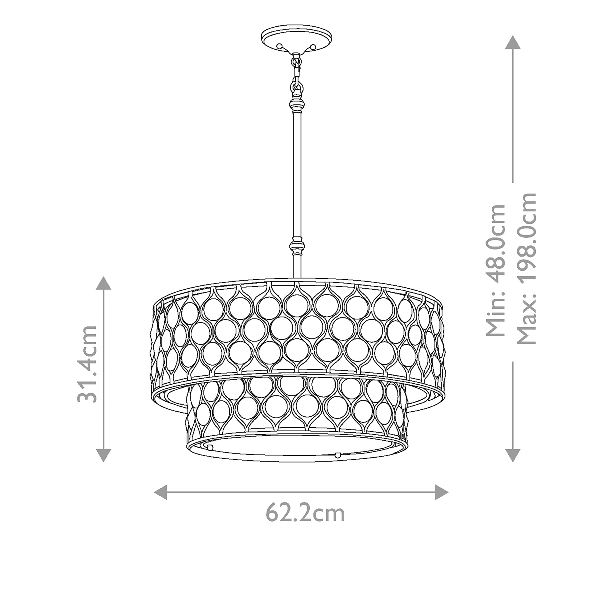 Lucia 6 Kronleuchter - Brüniertes Silber der Firma Elstead