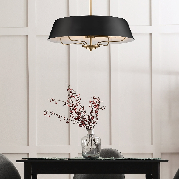 Luella 4lt Duo-Mount Pendant - Black & Brass der Firma Elstead