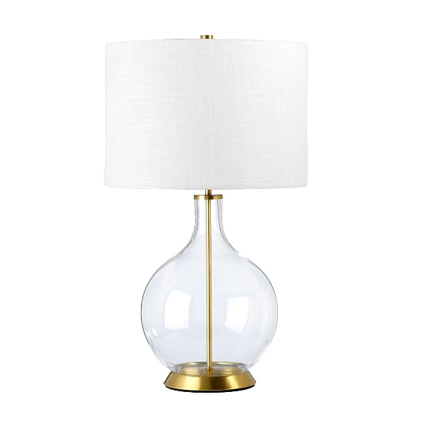 Lampe de table Orb 1 Light (complète avec abat-jour blanc) - Laiton vieilli avec abat-jour blanc der Firma Elstead