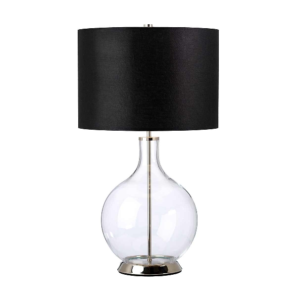 Orb 1 Light lampe de table (complète avec abat-jour noir) - nickel poli avec abat-jour noir der Firma Elstead