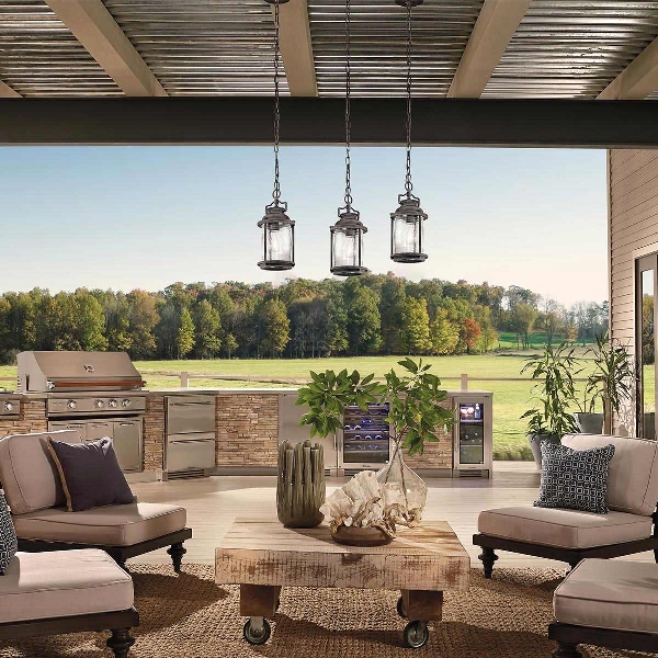 Ashland Bay 1 Licht kleine Kettenlaterne - verwittertes Zink der Firma Elstead