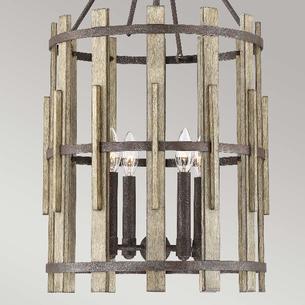 Wood Hollow 4 Licht Kronleuchter - Rustikales Schwarz der Firma Elstead