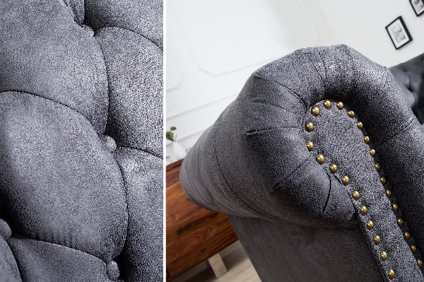 Sofa CHESTERFIELD 3-Sitzer Mikrofaser antikgrau der Firma Casa Élite