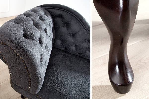 Recamiere CHESTERFIELD Antik-Look Mikrofaser grau der Firma Casa Élite