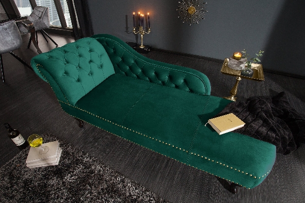 Recamiere CHESTERFIELD 170cm Samt smaragdgrün im Barockstil der Firma Casa Élite