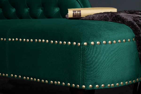 Recamiere CHESTERFIELD 170cm Samt smaragdgrün im Barockstil der Firma Casa Élite