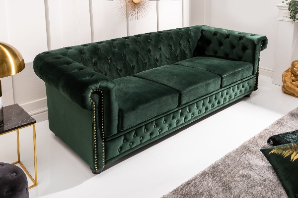 Sofa CHESTERFIELD 3-Sitzer Samt smaragdgrün der Firma Casa Élite