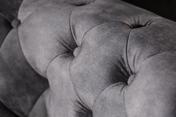 Sofa CHESTERFIELD 205cm 3-Sitzer Samt grau der Firma Casa Élite