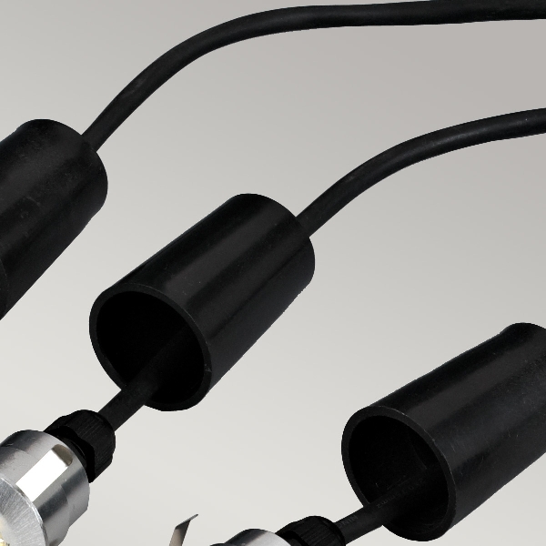 Derwent 5 x Terrassen-/Gartenleuchte mit 6m Kabel und 12V Transformator - Eloxiertes Aluminium der Firma Elstead