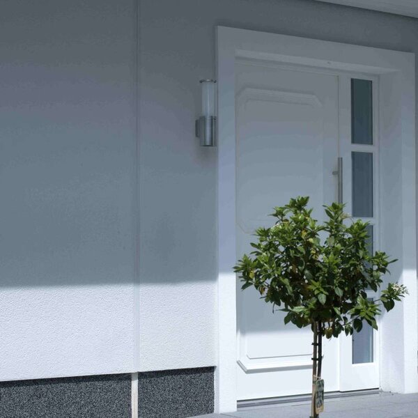 Wandleuchte Typ Nr. 0323 - mit zus. Unterlicht - Edelstahl, für 1 x Lampe max. 20 W, E27 mit zus. Unterlicht für 1 x PAR 16 GU10 der Firma Albert Leuchten