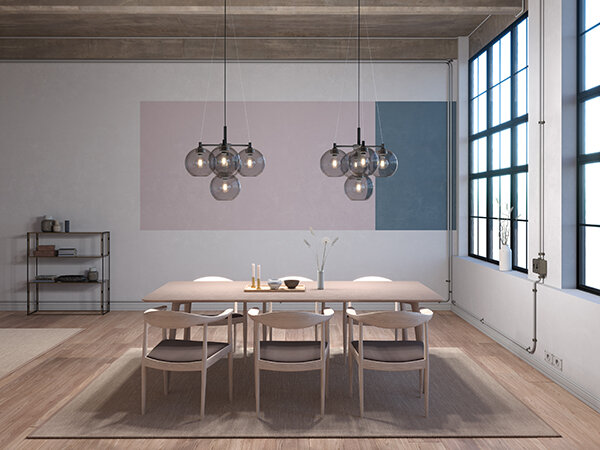 Gloria chandelier D670 black /smoked glass E27 der Firma Belid Leuchten