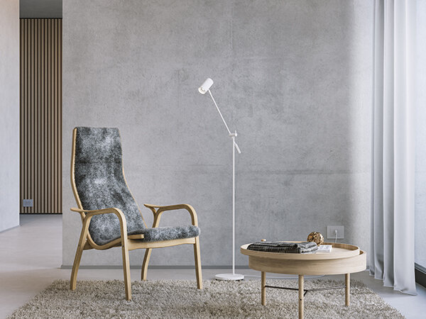 Tyson floor lamp tilt white structure GU10 der Firma Belid Leuchten