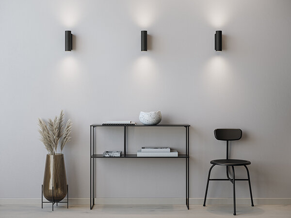 Tyson wall lamp black structure up&down GU10 der Firma Belid Leuchten